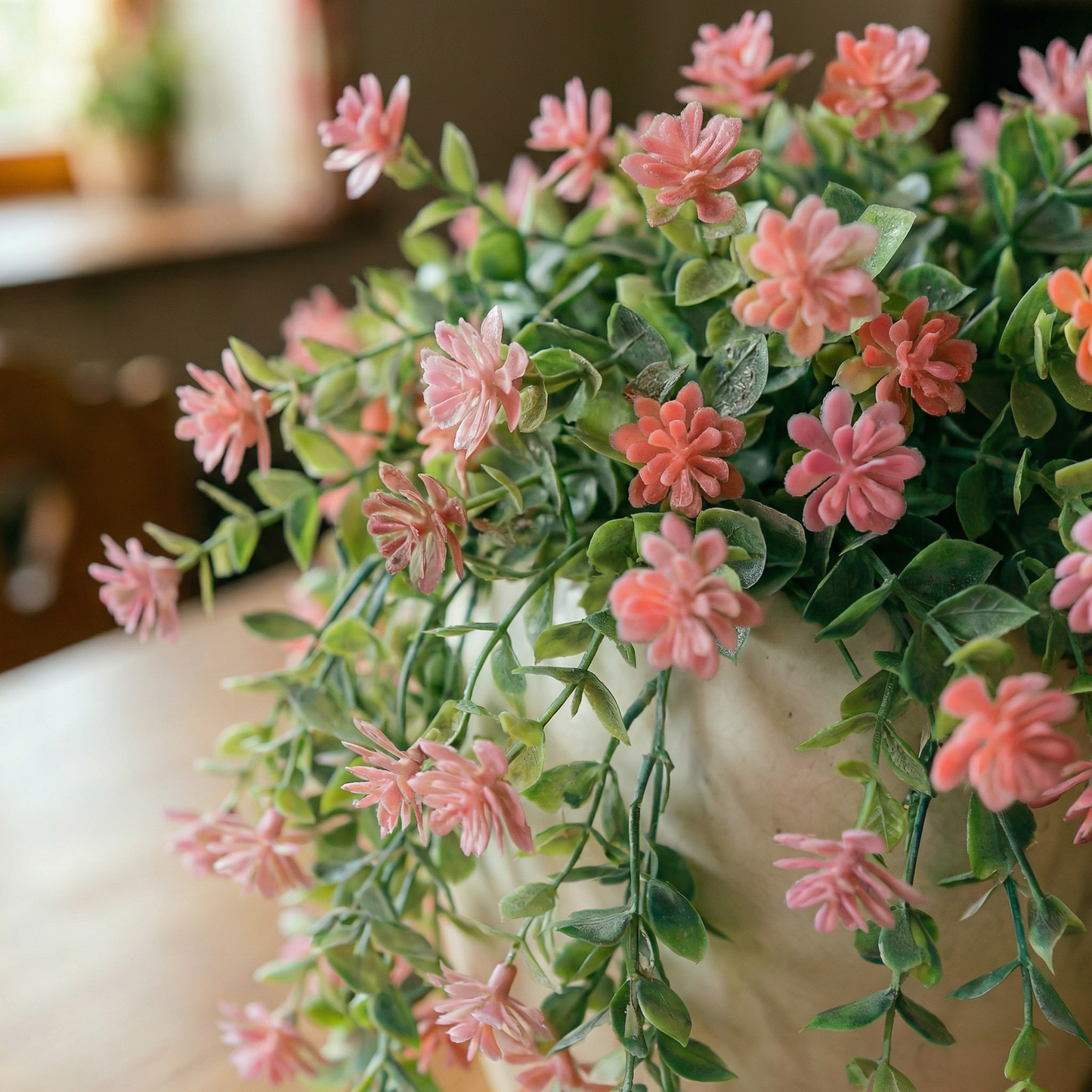 Künstliche Hängepflanze mit Blüten 60 cm