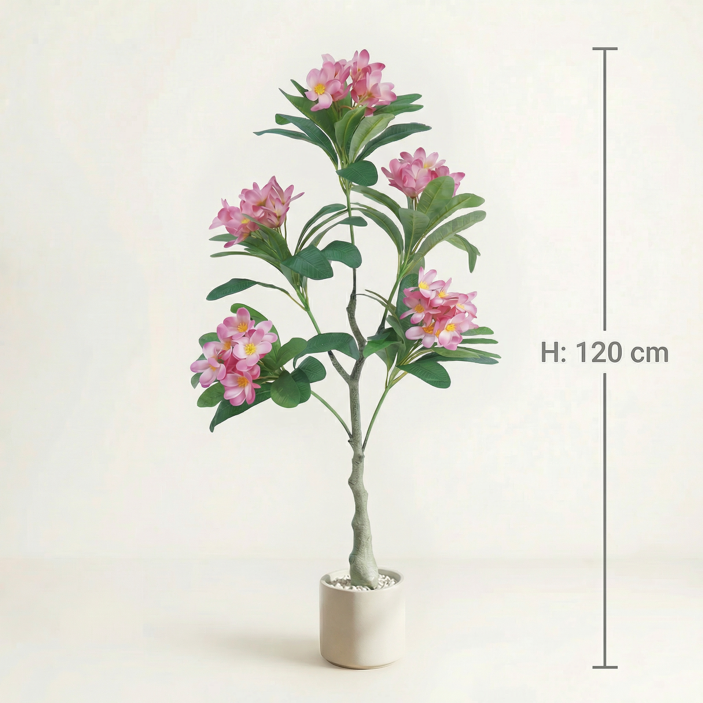 Künstlicher Plumeria-Baum Rosa 120 cm mit Dekotopf