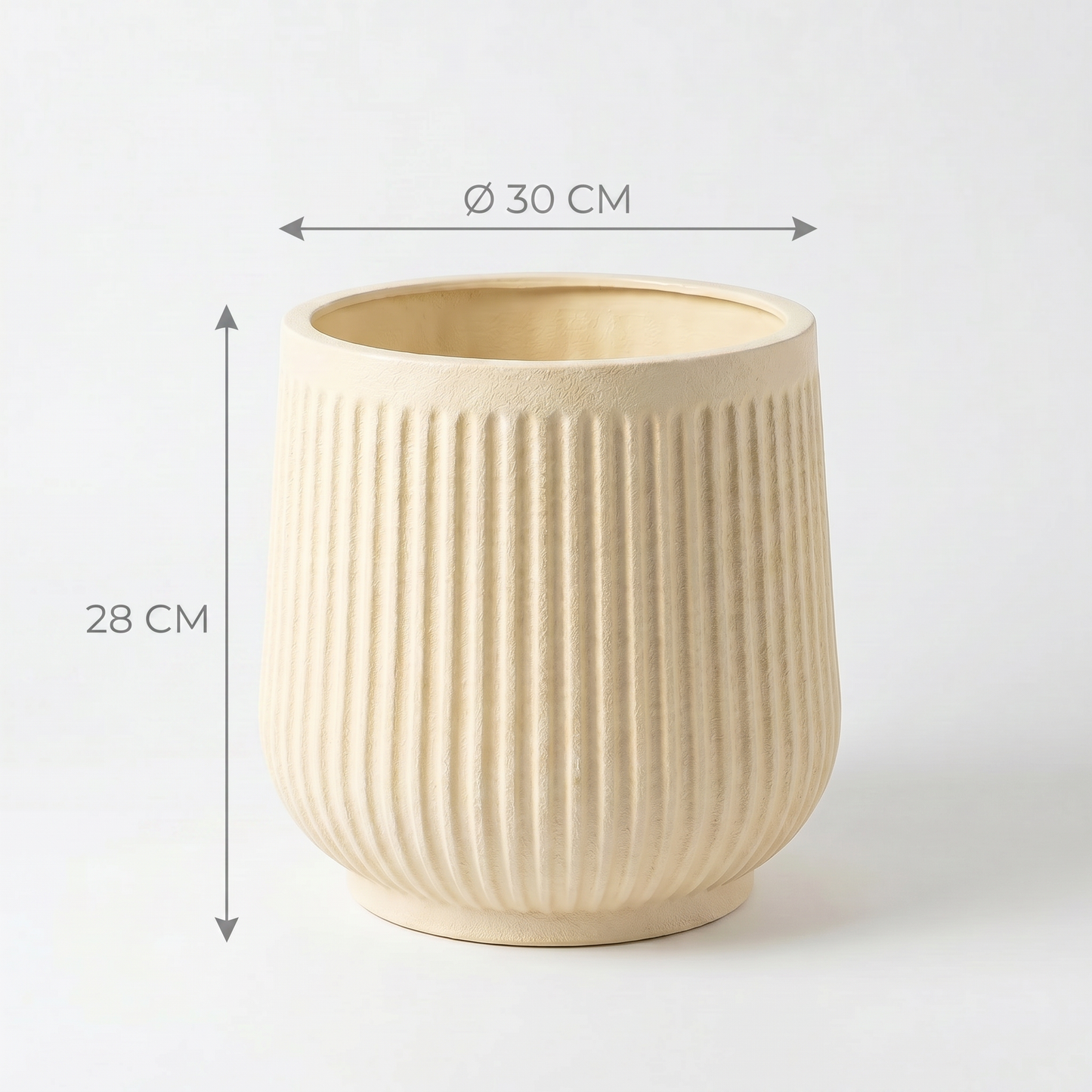 Blumentopf Ø30 cm Gerillt Creme LUNA