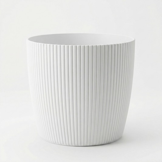 Blumentopf Ø26 cm Weiß Gerillt CALMA