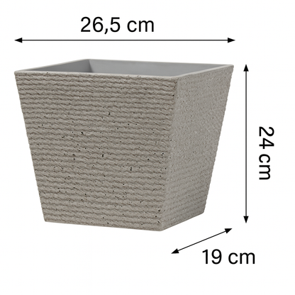 Strukturierter quadratischer Kunststoff-Blumentopf in Steinoptik