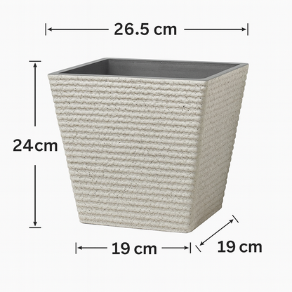 Strukturierter quadratischer Kunststoff-Blumentopf in Steinoptik