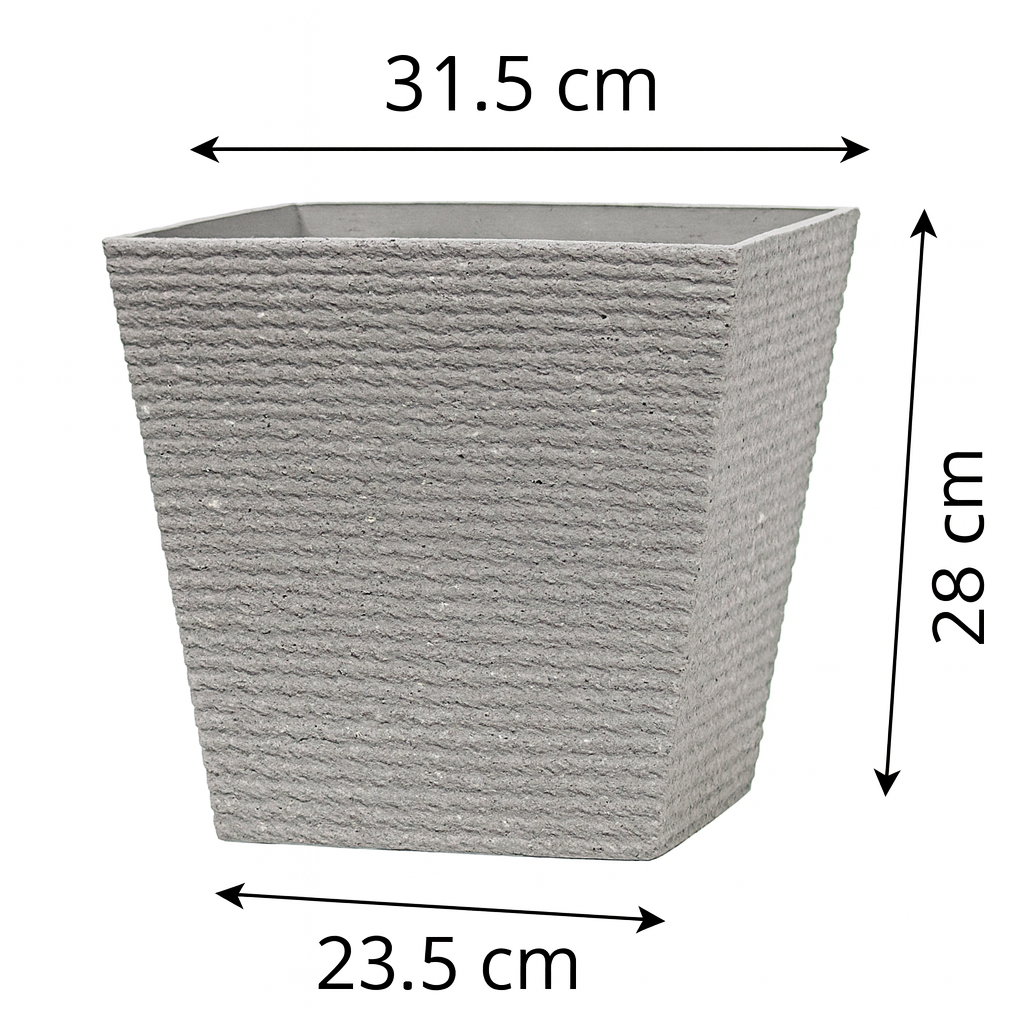 Strukturierter quadratischer Kunststoff-Blumentopf in Steinoptik