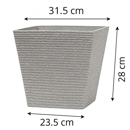 Strukturierter quadratischer Kunststoff-Blumentopf in Steinoptik