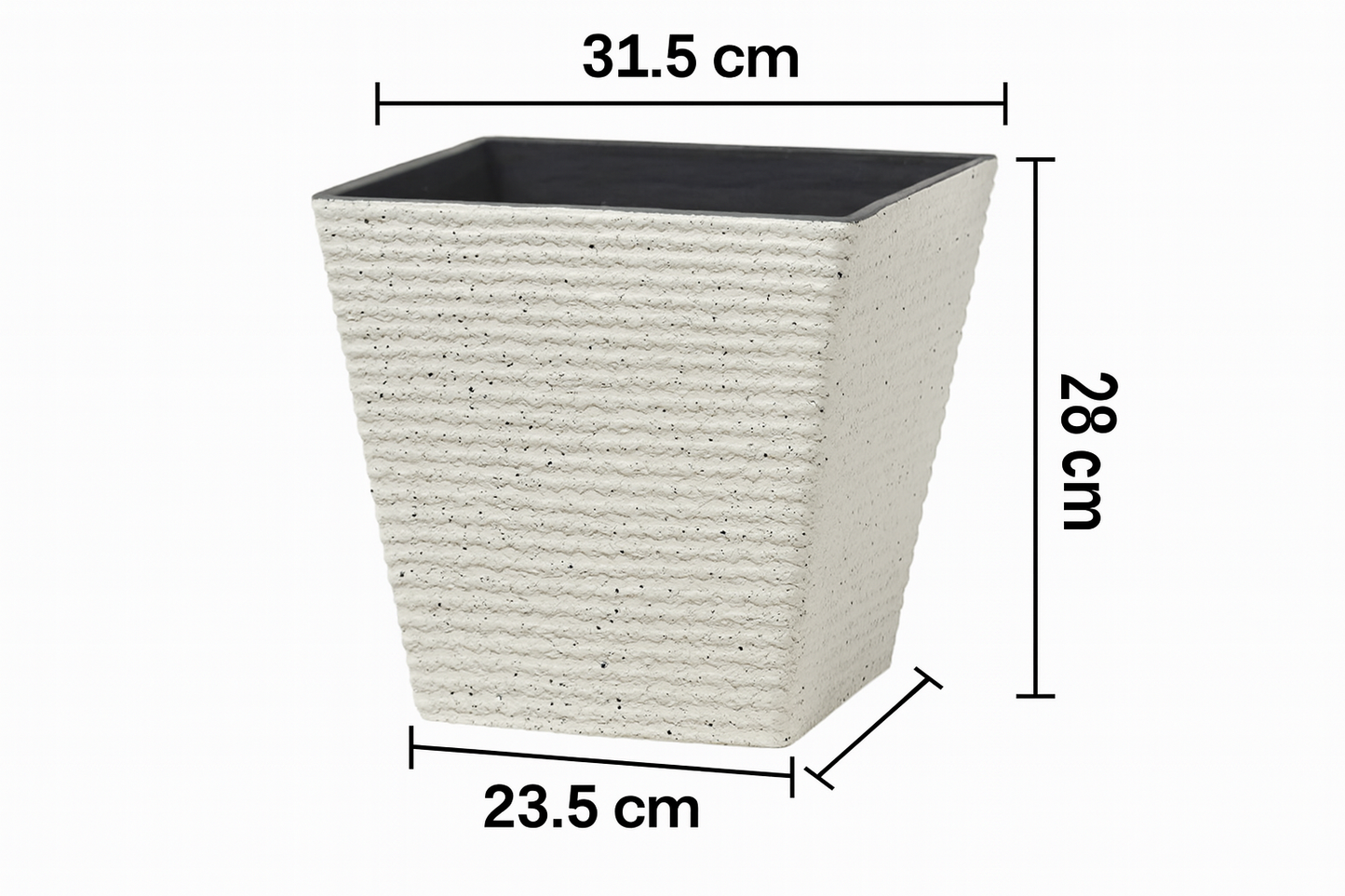 Strukturierter quadratischer Kunststoff-Blumentopf in Steinoptik
