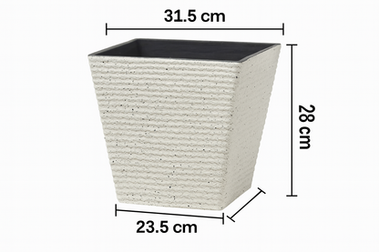 Strukturierter quadratischer Kunststoff-Blumentopf in Steinoptik