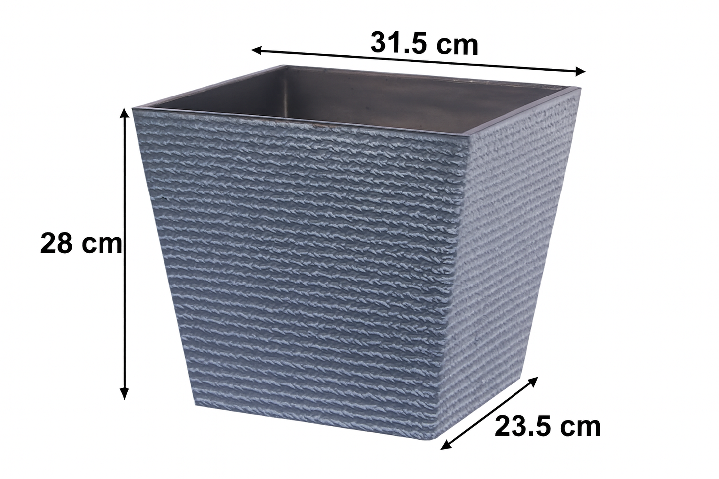 Strukturierter quadratischer Kunststoff-Blumentopf in Steinoptik
