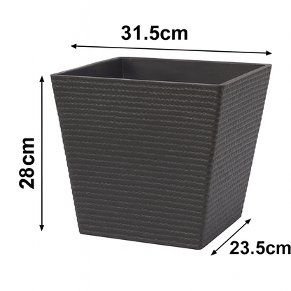 Strukturierter quadratischer Kunststoff-Blumentopf in Steinoptik