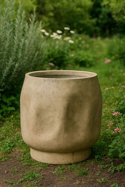 Strukturierter, unregelmäßig geformter Magnesium-Blumentopf für den Boden