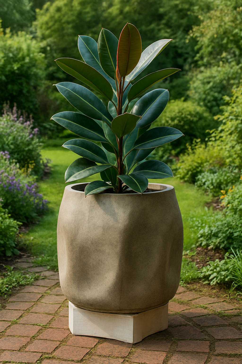 Strukturierter, unregelmäßig geformter Magnesium-Blumentopf für den Boden