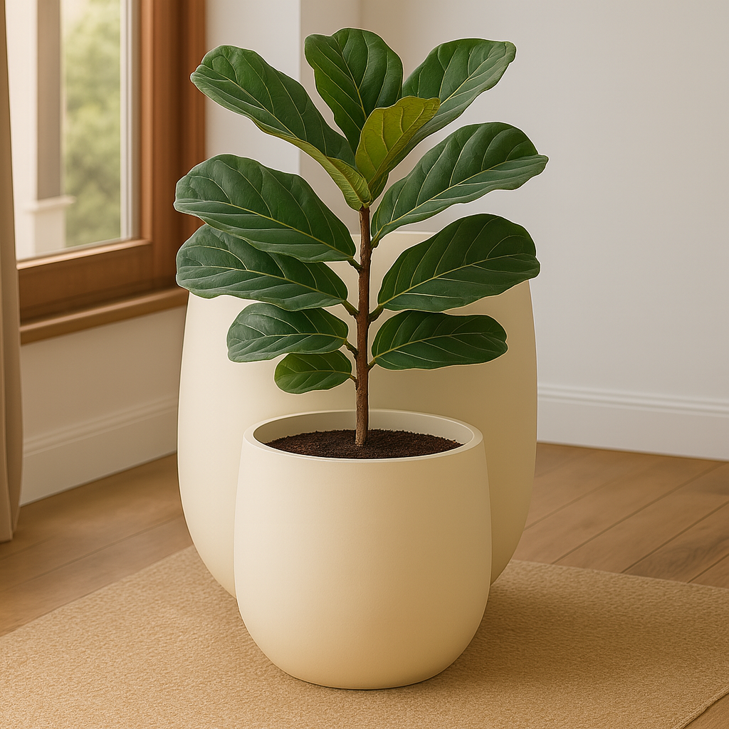 Minimalistischer runder Blumentopf aus Kunstharz