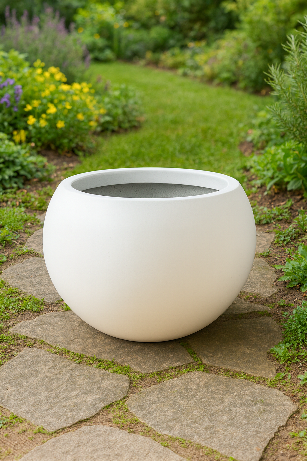 Moderner Blumentopf aus Magnesium mit Kugeln