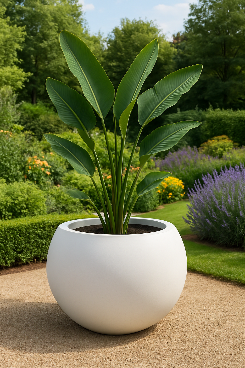 Moderner Blumentopf aus Magnesium mit Kugeln