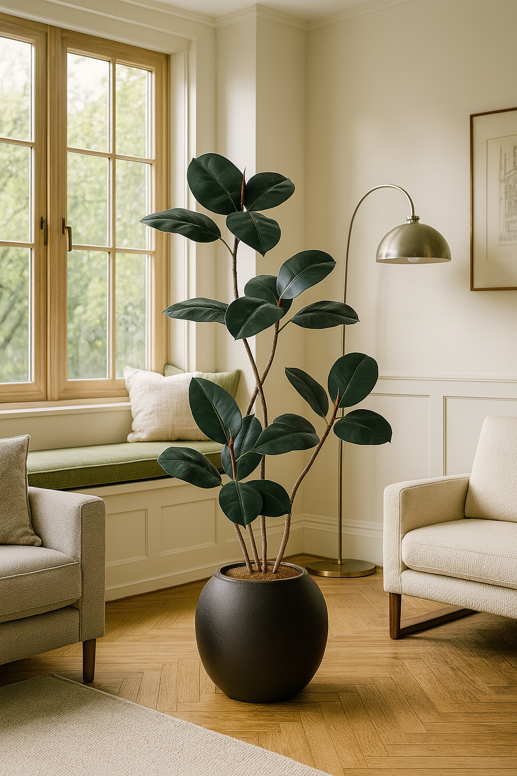 TropenTraum™ - Künstlicher Schwarz-Gold-Gummibaum