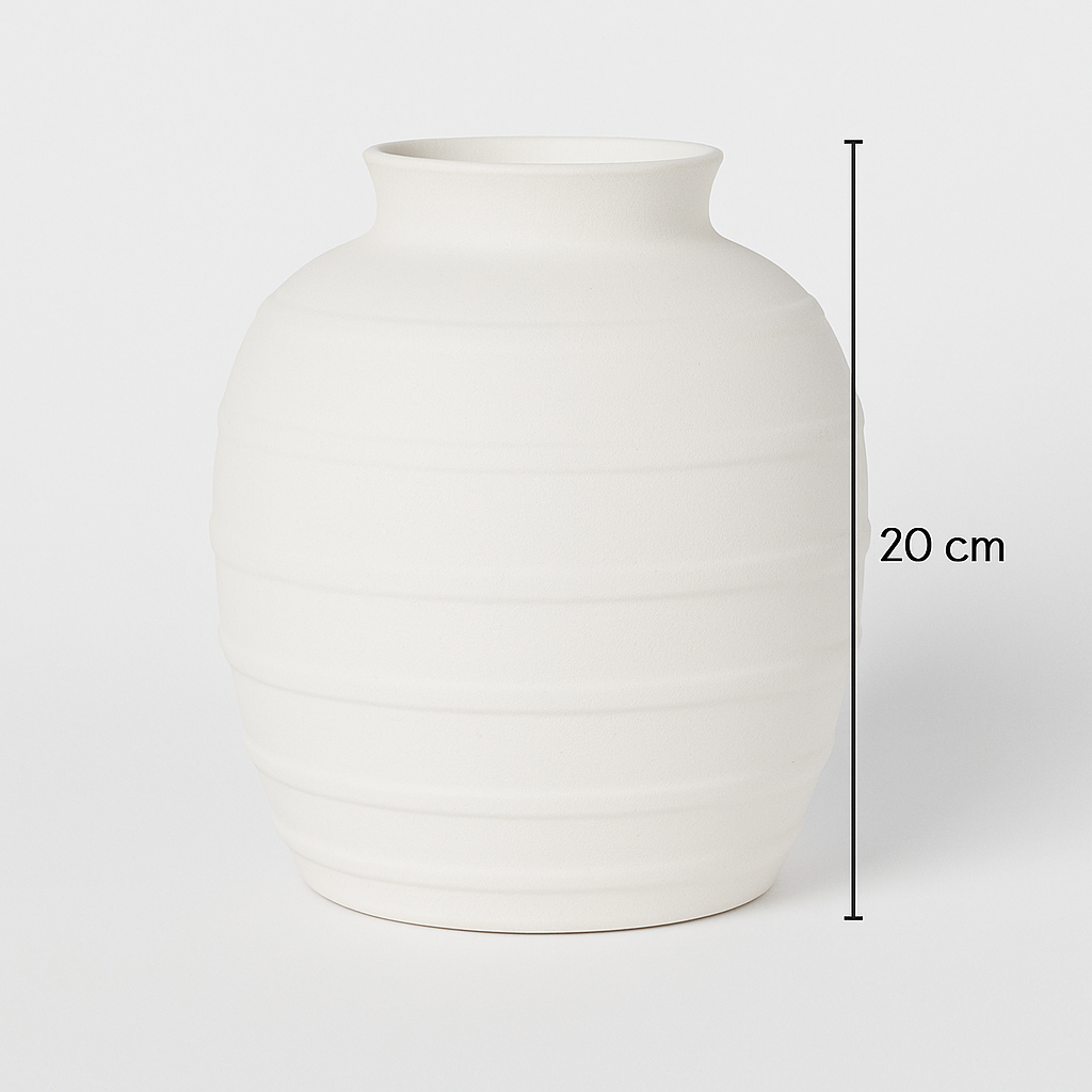 Strukturierte, gerippte Keramik-Blumenvase