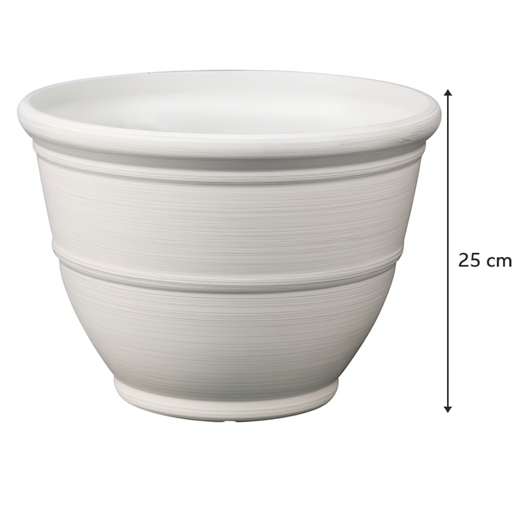 Klassischer weißer Pflanztopf aus Kunstharz