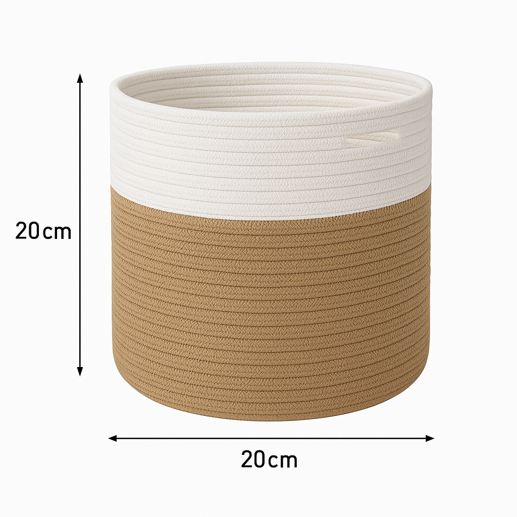 Zweifarbiger, handgewebter Pflanzenkorb