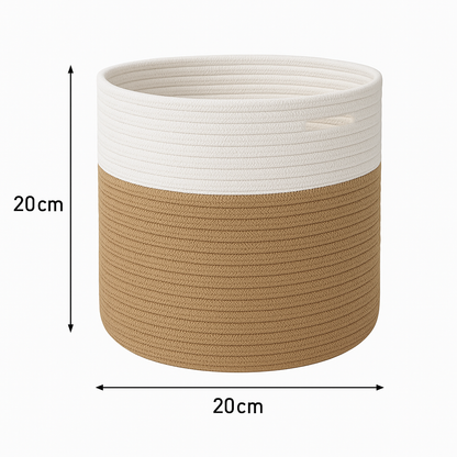 Zweifarbiger, handgewebter Pflanzenkorb