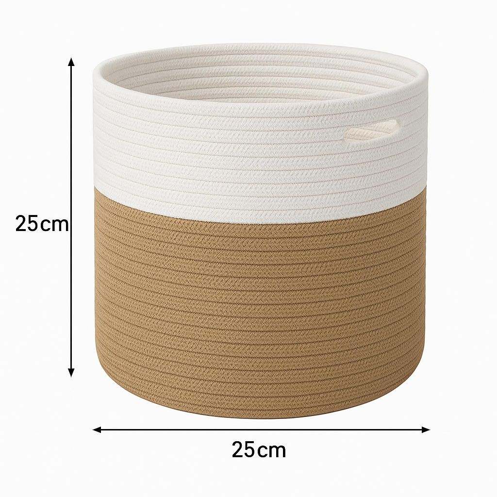 Zweifarbiger, handgewebter Pflanzenkorb