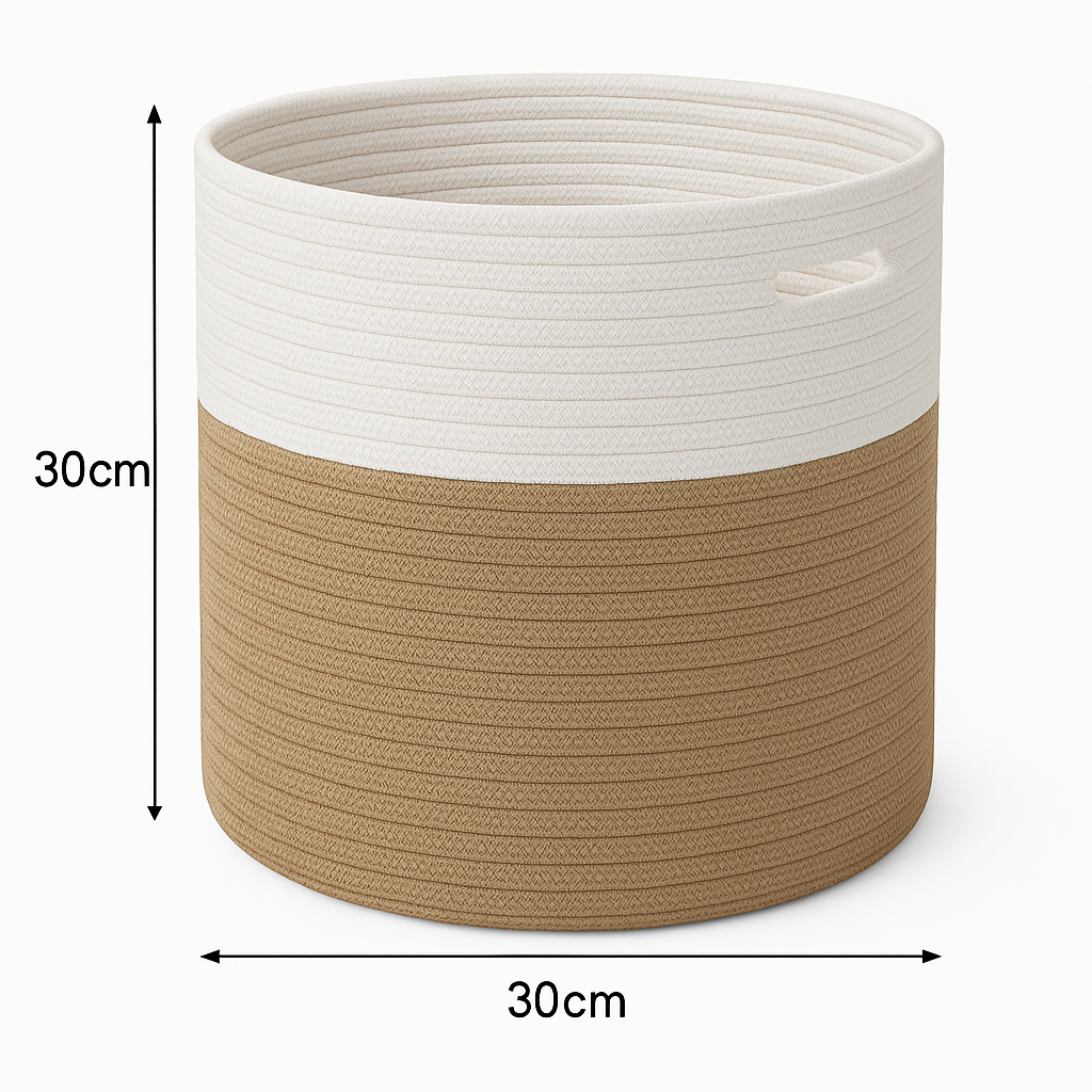 Zweifarbiger, handgewebter Pflanzenkorb