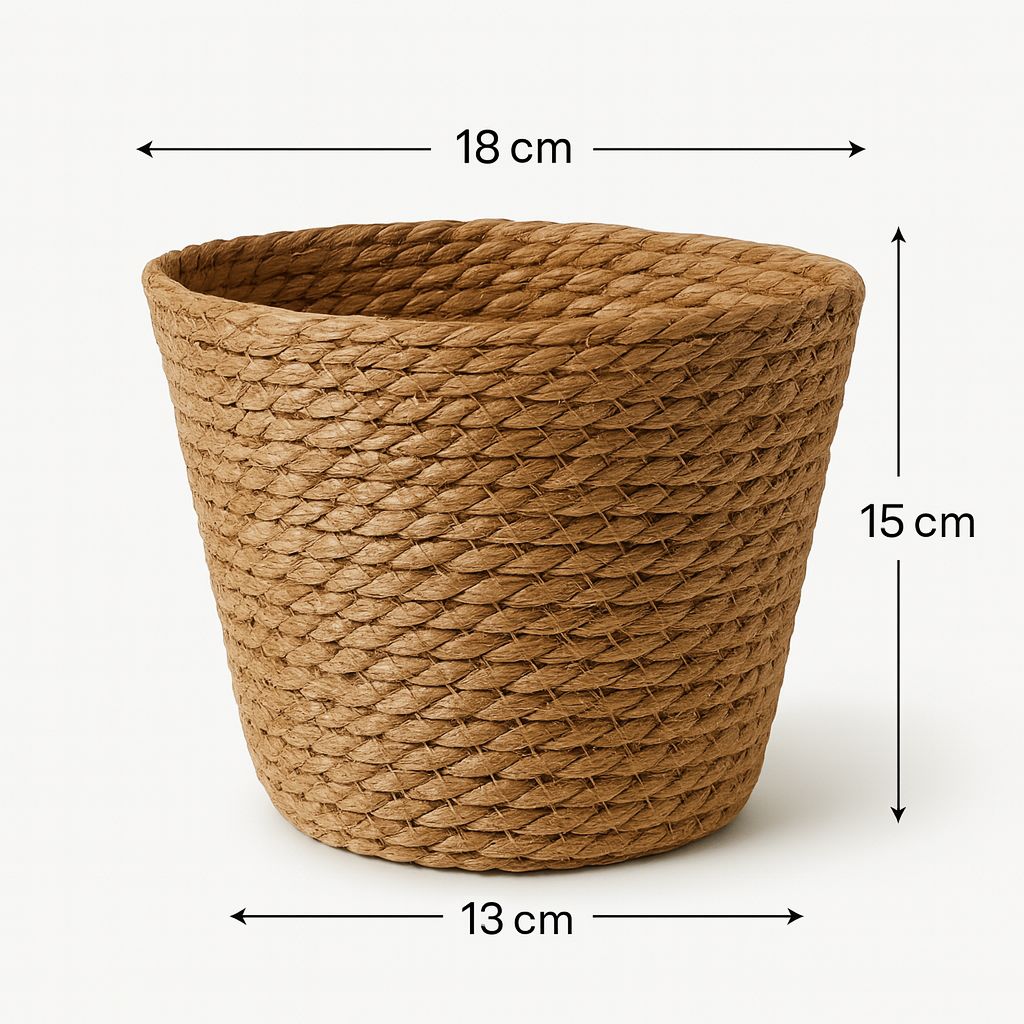 Handgewebter Blumentopf aus Seegras
