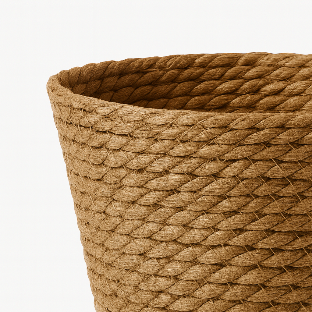 Handgewebter Blumentopf aus Seegras