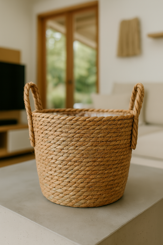 Handgefertigter Bambuskorb-Pflanzkübel