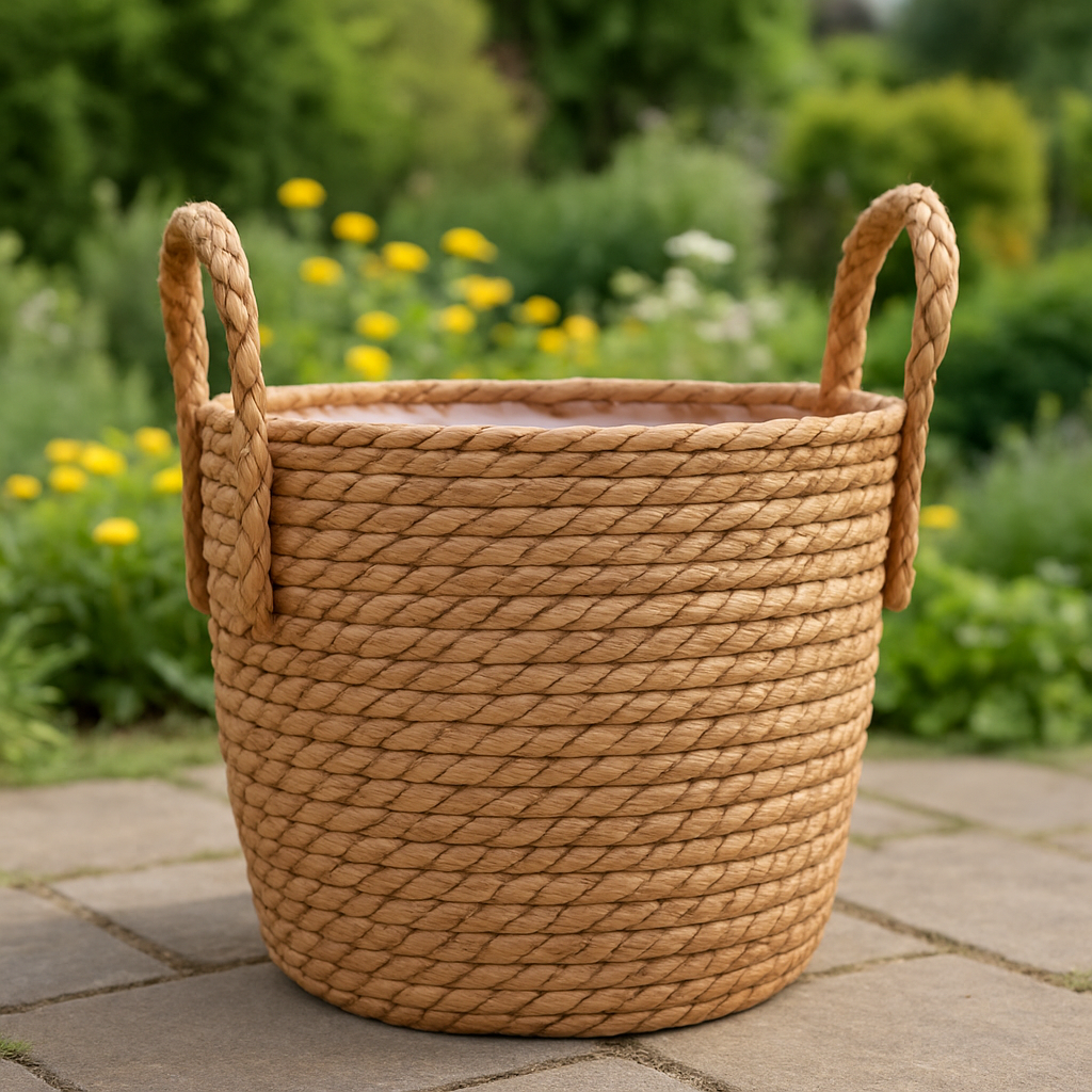 Handgefertigter Bambuskorb-Pflanzkübel