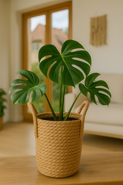 Handgewebter Rattan-Blumentopf