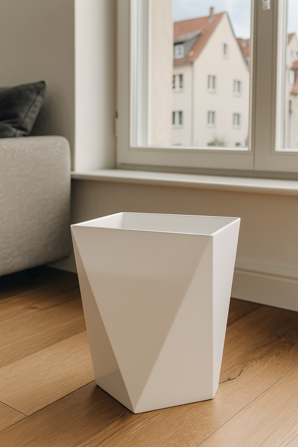 Moderner geometrischer weißer Pflanzkübel