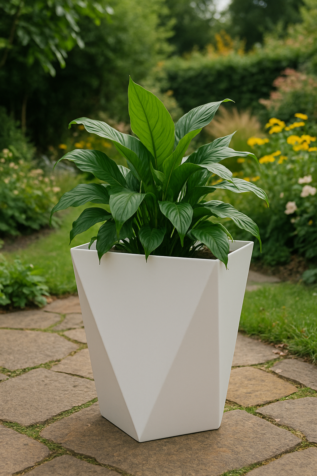 Moderner geometrischer weißer Pflanzkübel