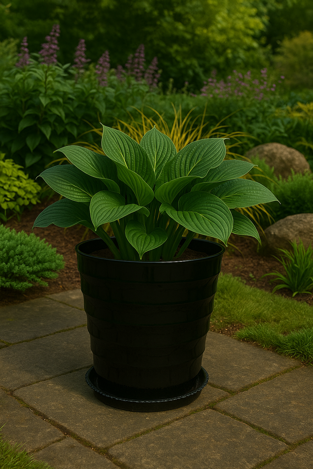 Runder Blumentopf mit Wellenmuster