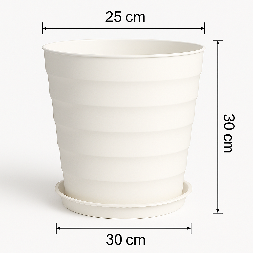 Runder Blumentopf mit Wellenmuster