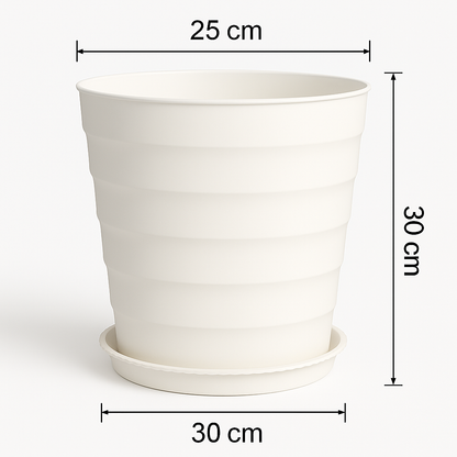 Runder Blumentopf mit Wellenmuster