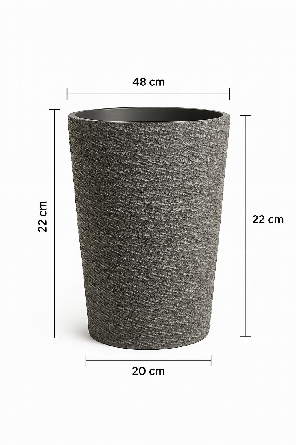 Moderner, strukturierter, hoher Pflanzkübel aus Kunstharz