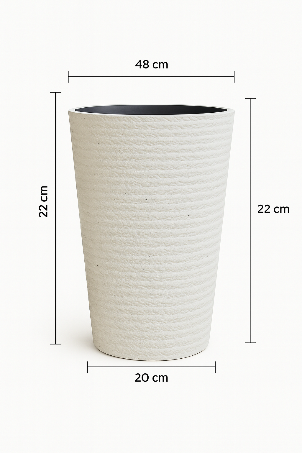 Moderner, strukturierter, hoher Pflanzkübel aus Kunstharz