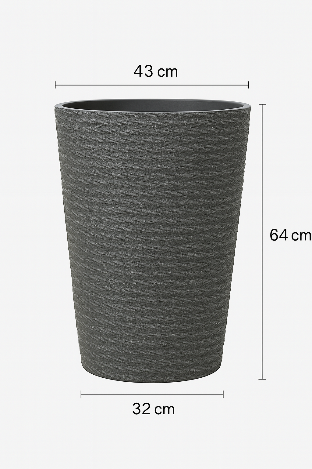 Moderner, strukturierter, hoher Pflanzkübel aus Kunstharz