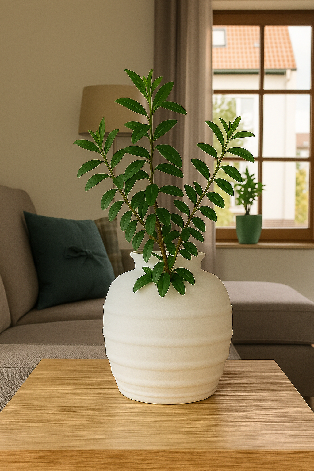 Strukturierte, gerippte Keramik-Blumenvase