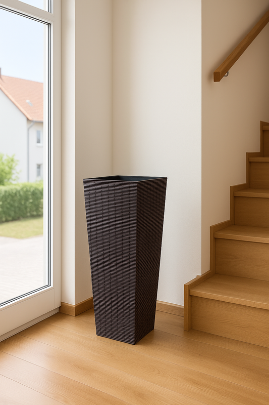 Set aus 2 Pflanzgefäßen aus Kunststoff mit Rattan-Struktur