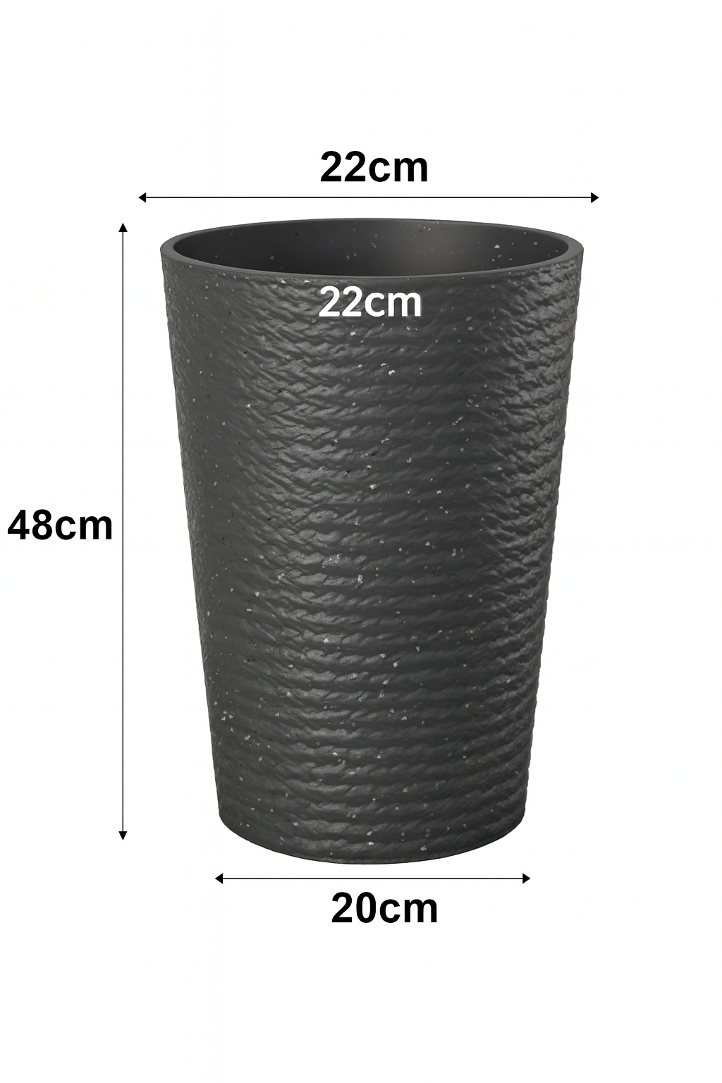 Moderner, strukturierter, hoher Pflanzkübel aus Kunstharz