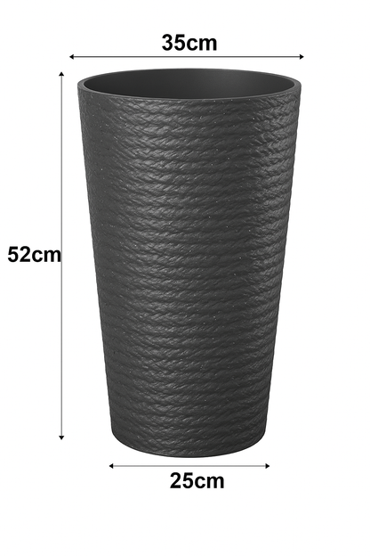 Moderner, strukturierter, hoher Pflanzkübel aus Kunstharz