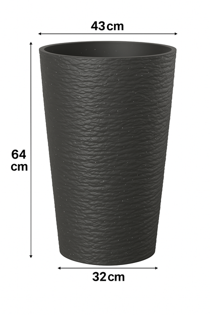 Moderner, strukturierter, hoher Pflanzkübel aus Kunstharz