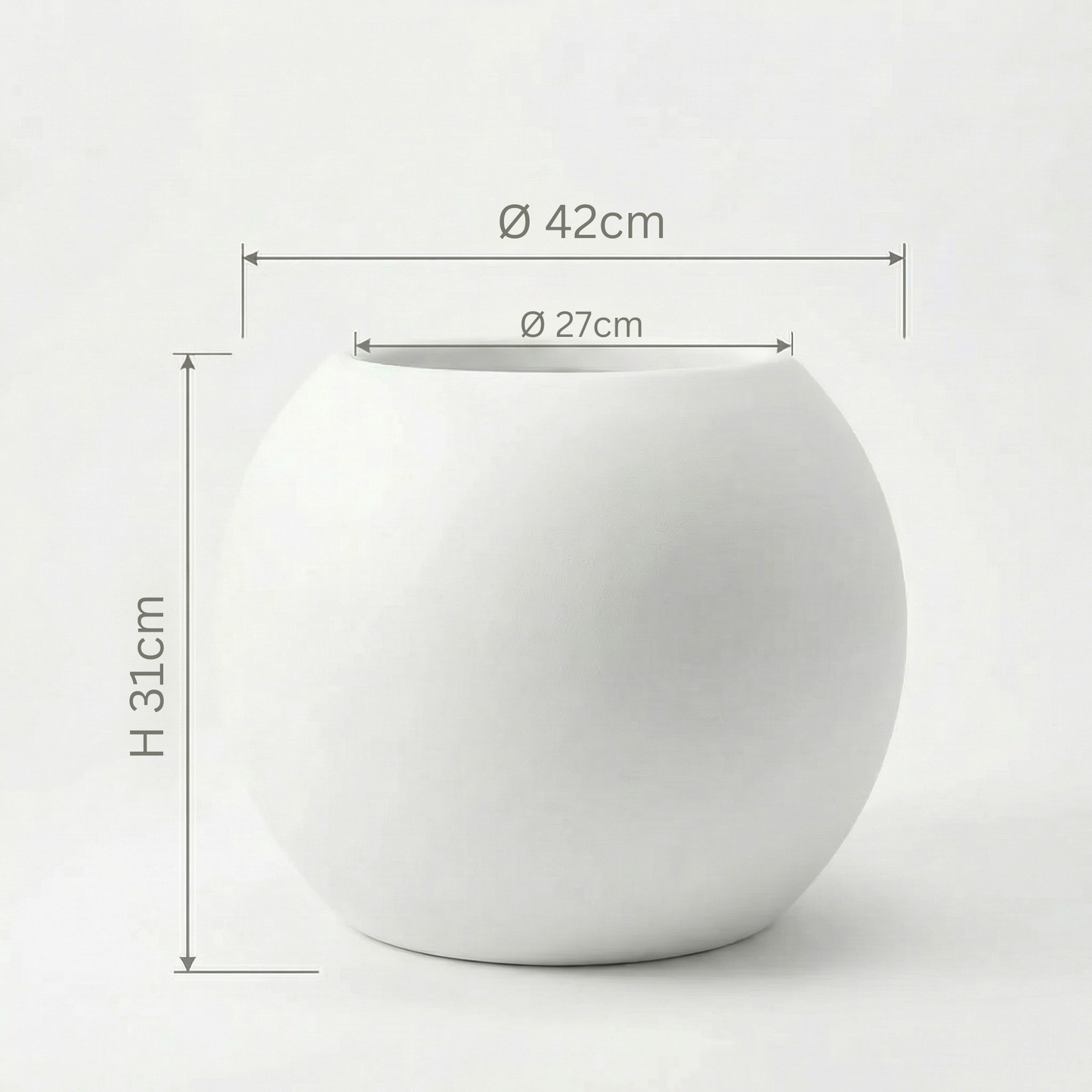 Blumentopf Ø40 cm Kugelform Weiß PLENA