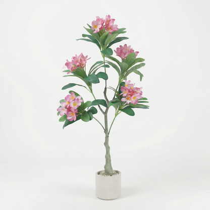Künstlicher Plumeria-Baum Rosa 120 cm mit Dekotopf