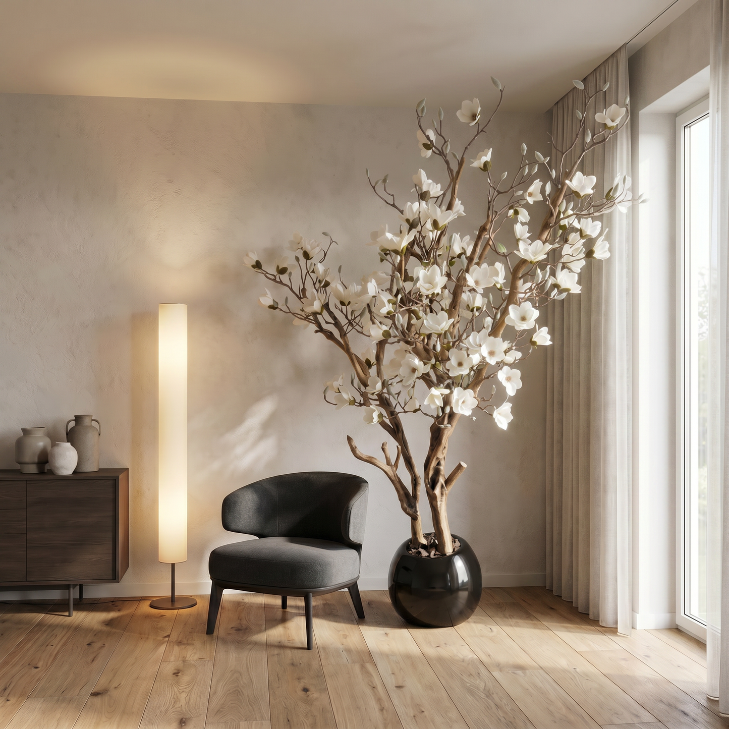 Künstlicher Magnolienbaum 220 cm mit Dekotopf