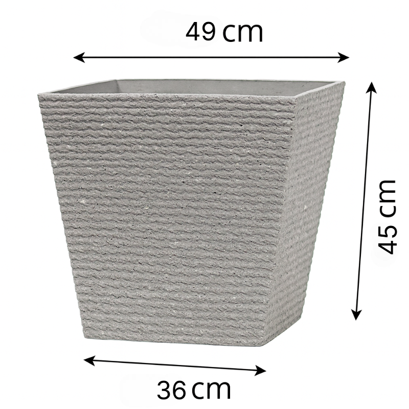 Strukturierter quadratischer Kunststoff-Blumentopf in Steinoptik