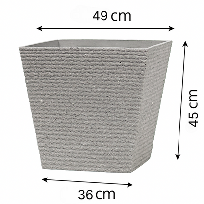 Strukturierter quadratischer Kunststoff-Blumentopf in Steinoptik