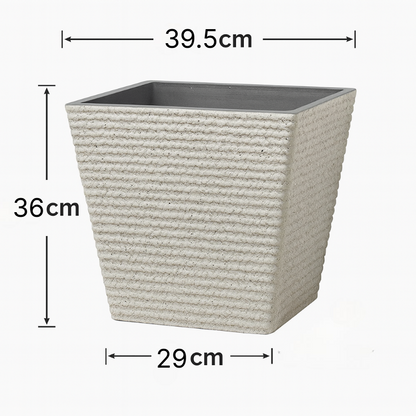 Strukturierter quadratischer Kunststoff-Blumentopf in Steinoptik