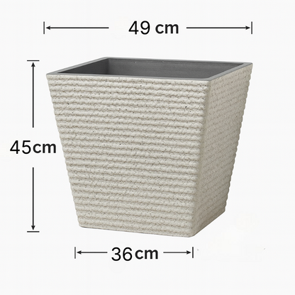 Strukturierter quadratischer Kunststoff-Blumentopf in Steinoptik