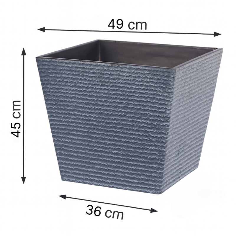 Strukturierter quadratischer Kunststoff-Blumentopf in Steinoptik